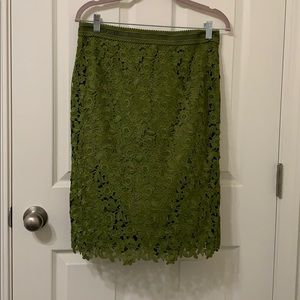 Ann Taylor Knee Length Green Skirt